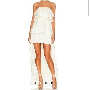 NWT We Wore What strapless white ruffle dress